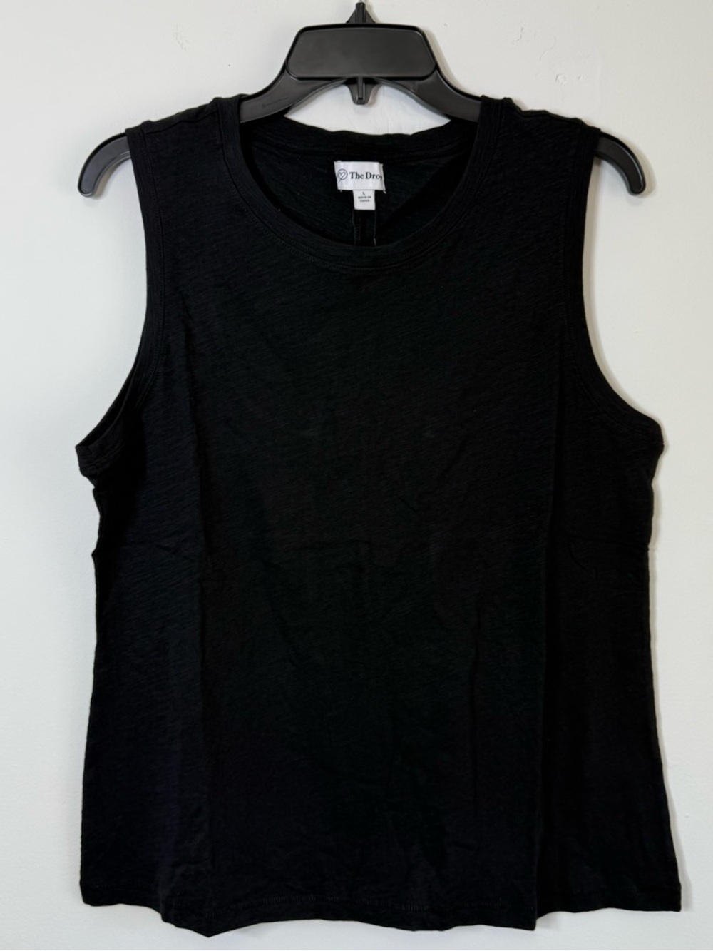 The Drop Black Slub Cotton Muscle Tank Top Sleeveless NWT Large